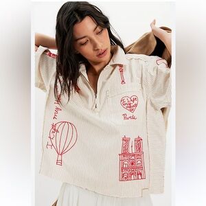 NWT Free People We The Free Paris Romance Embroidered Top! Size S